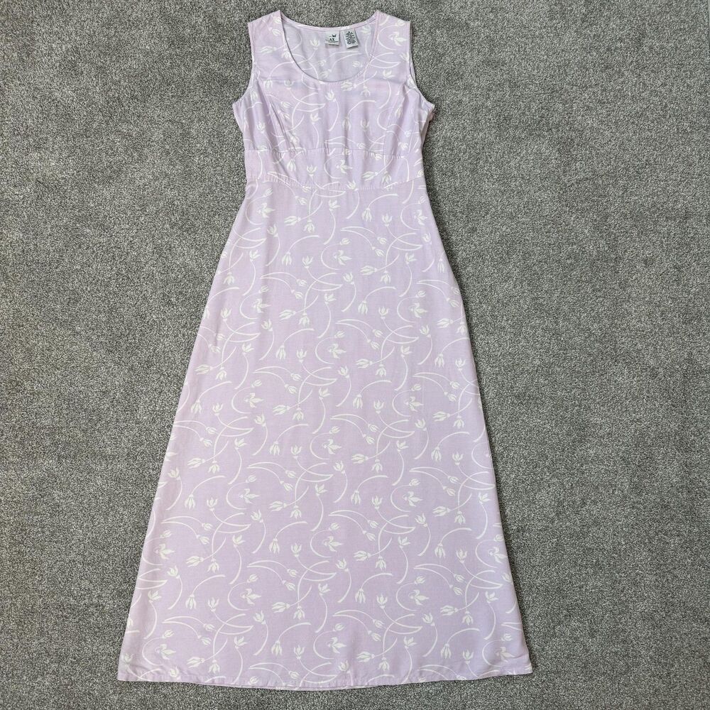 Armani Exchange Dress Womens 6 Purple Floral Maxi Sleeveless Scoop Neck Lined